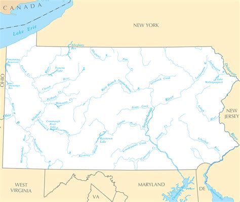 Map of Pennsylvania lakes